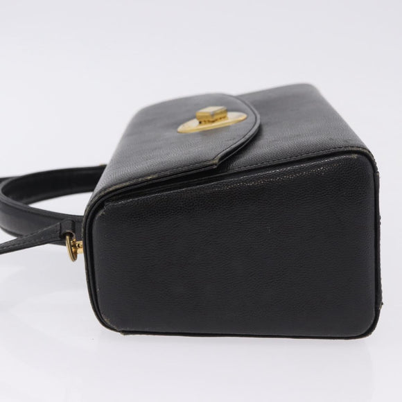 GIVENCHY Hand Bag Leather 2way Black Gold Auth bs36948