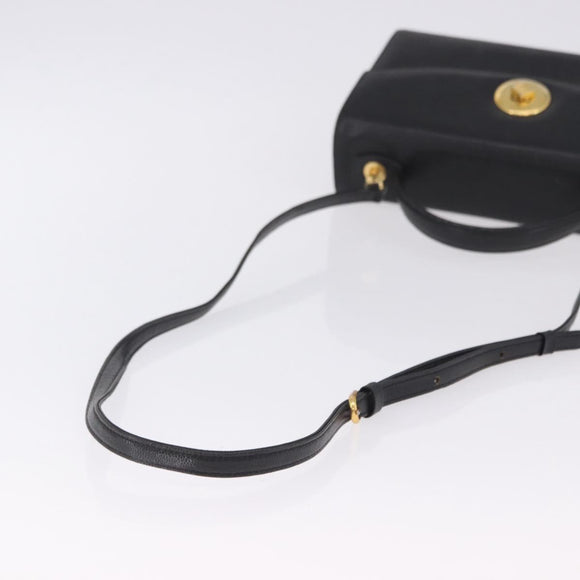 GIVENCHY Hand Bag Leather 2way Black Gold Auth bs36948