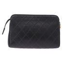 CHANEL Matelasse Pouch Caviar Skin Black Gold CC Auth bs36949-2