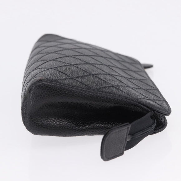 CHANEL Matelasse Pouch Caviar Skin Black Gold CC Auth bs36949