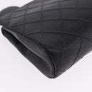CHANEL Matelasse Pouch Caviar Skin Black Gold CC Auth bs36949-7