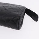 CHANEL Matelasse Pouch Caviar Skin Black Gold CC Auth bs36949-14