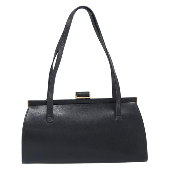 Salvatore Ferragamo Hand Bag Leather Black Gold Auth bs36950
