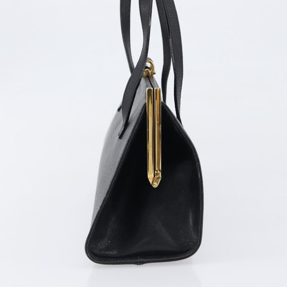 Salvatore Ferragamo Hand Bag Leather Black Gold Auth bs36950