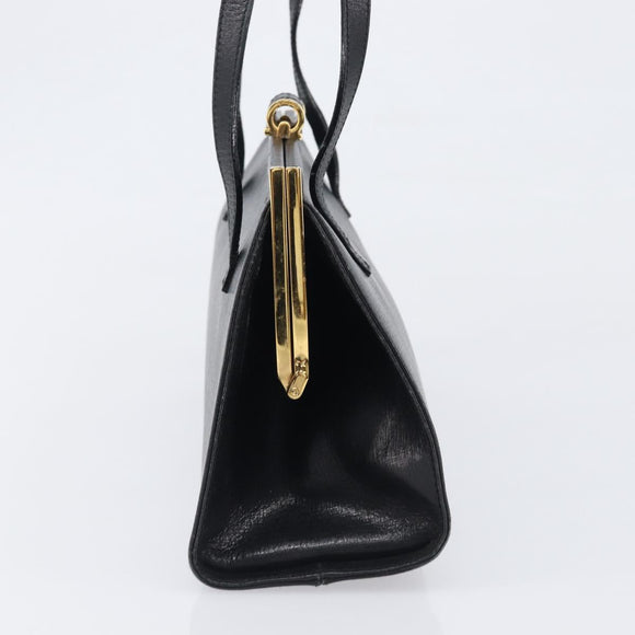 Salvatore Ferragamo Hand Bag Leather Black Gold Auth bs36950