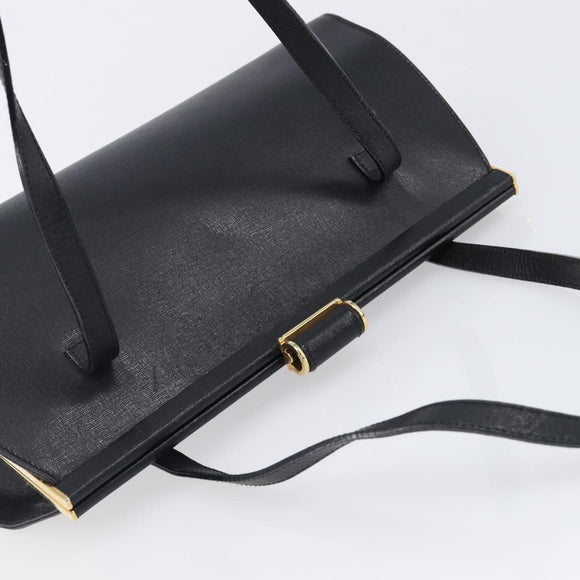 Salvatore Ferragamo Hand Bag Leather Black Gold Auth bs36950
