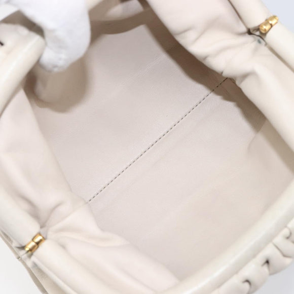 BOTTEGA VENETA Shoulder Bag Leather Ivory Gold Auth bs36951
