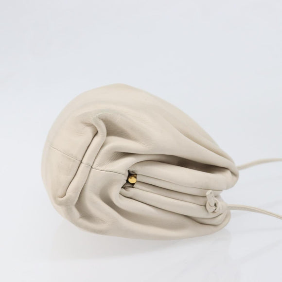 BOTTEGA VENETA Shoulder Bag Leather Ivory Gold Auth bs36951