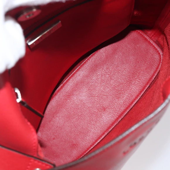 LOEWE Shoulder Bag Leather Red Silver Auth bs36952A