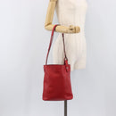 LOEWE Shoulder Bag Leather Red Silver Auth bs36952A-23