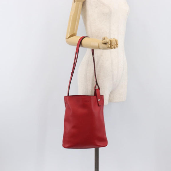 LOEWE Shoulder Bag Leather Red Silver Auth bs36952A