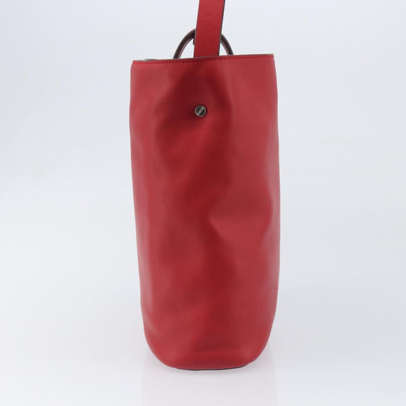 LOEWE Shoulder Bag Leather Red Silver Auth bs36952A