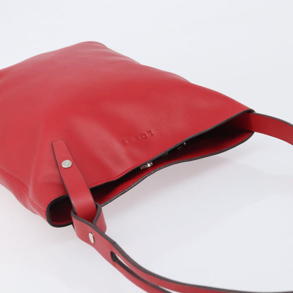 LOEWE Shoulder Bag Leather Red Silver Auth bs36952A
