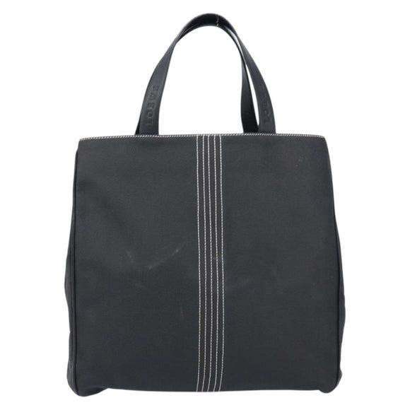 LOEWE Tote Bag Canvas PVC Black Silver Auth bs36953