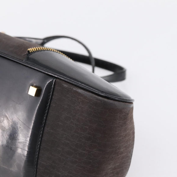 Christian Dior Trotter Canvas Hand Bag Black Gold Auth bs36954