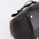 Christian Dior Trotter Canvas Hand Bag Black Gold Auth bs36954-11