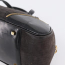 Christian Dior Trotter Canvas Hand Bag Black Gold Auth bs36954-12
