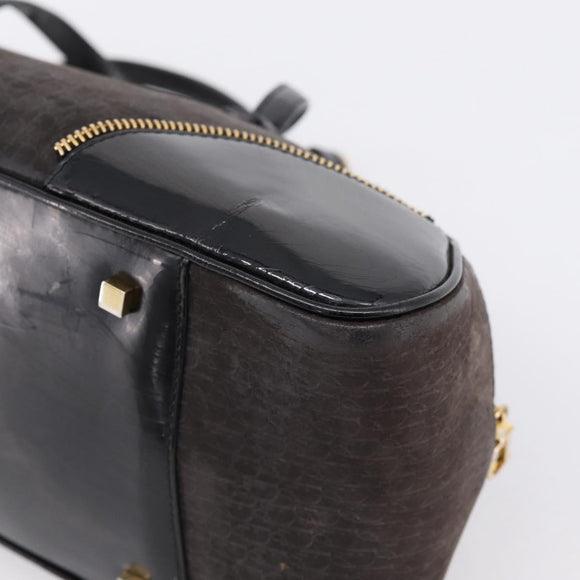 Christian Dior Trotter Canvas Hand Bag Black Gold Auth bs36954