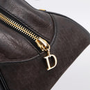 Christian Dior Trotter Canvas Hand Bag Black Gold Auth bs36954-14