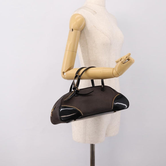 Christian Dior Trotter Canvas Hand Bag Black Gold Auth bs36954
