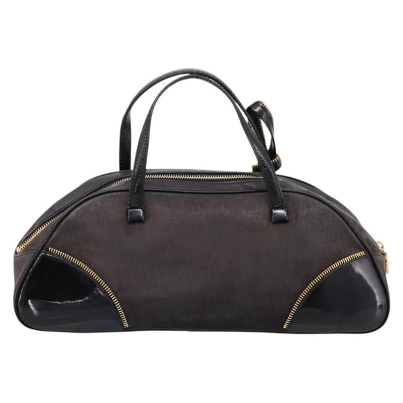Christian Dior Trotter Canvas Hand Bag Black Gold Auth bs36954