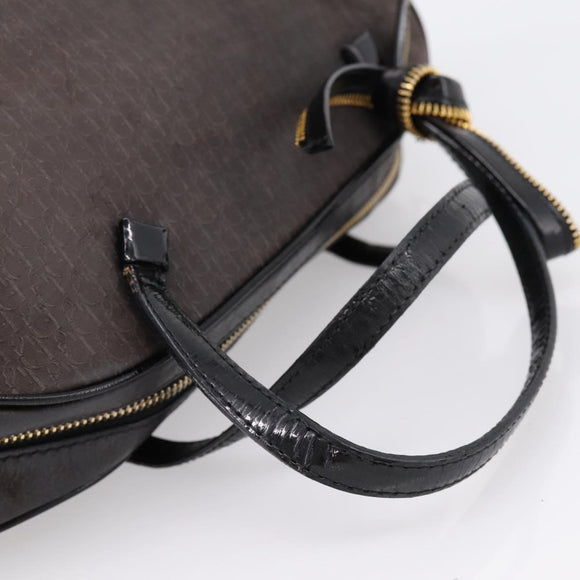 Christian Dior Trotter Canvas Hand Bag Black Gold Auth bs36954