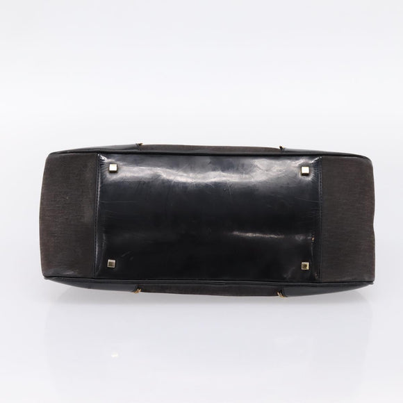 Christian Dior Trotter Canvas Hand Bag Black Gold Auth bs36954