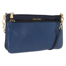 Miu Miu Chain Shoulder Bag Leather Blue Gold Auth bs36957A-1