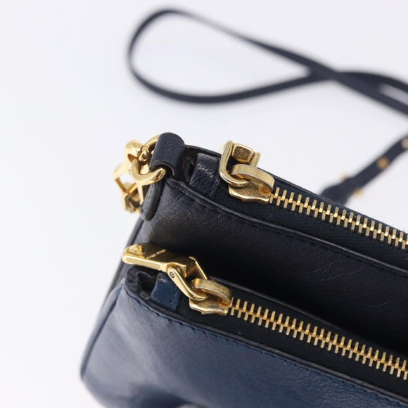 Miu Miu Chain Shoulder Bag Leather Blue Gold Auth bs36957A