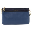 Miu Miu Chain Shoulder Bag Leather Blue Gold Auth bs36957A-2