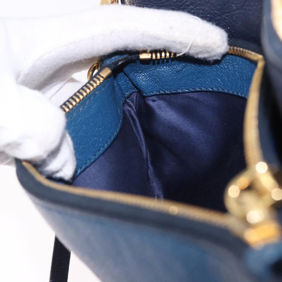 Miu Miu Chain Shoulder Bag Leather Blue Gold Auth bs36957A
