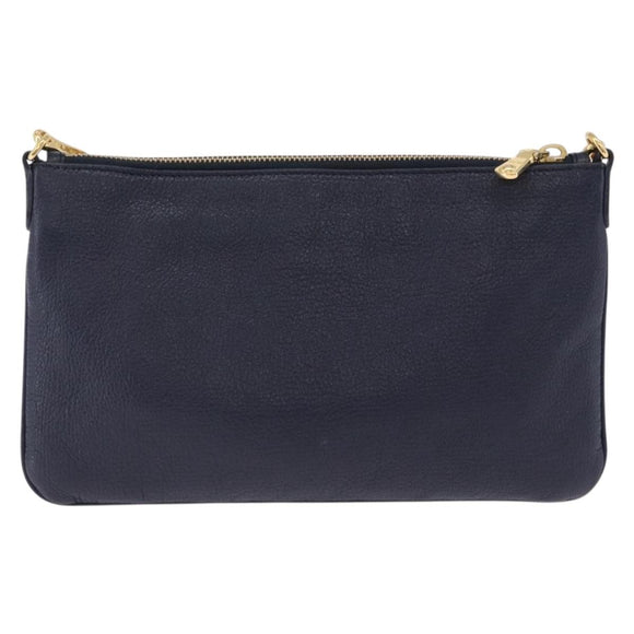 Miu Miu Chain Shoulder Bag Leather Blue Gold Auth bs36957A