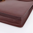 CARTIER Must Line Business Bag Leather Bordeaux Gold Auth bs36958-9