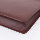 CARTIER Must Line Business Bag Leather Bordeaux Gold Auth bs36958-15