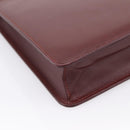 CARTIER Must Line Business Bag Leather Bordeaux Gold Auth bs36958-16