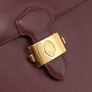 CARTIER Must Line Business Bag Leather Bordeaux Gold Auth bs36958-17