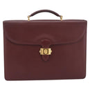 CARTIER Must Line Business Bag Leather Bordeaux Gold Auth bs36958-13