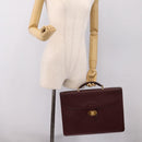 CARTIER Must Line Business Bag Leather Bordeaux Gold Auth bs36958-22