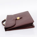 CARTIER Must Line Business Bag Leather Bordeaux Gold Auth bs36958-3