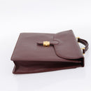 CARTIER Must Line Business Bag Leather Bordeaux Gold Auth bs36958-4