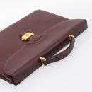CARTIER Must Line Business Bag Leather Bordeaux Gold Auth bs36958-6