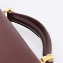 CARTIER Must Line Business Bag Leather Bordeaux Gold Auth bs36958-8