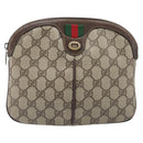 GUCCI GG Supreme Web Sherry Line Bag PVC Beige Gold 904 02 047 Auth bs36959-13