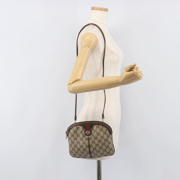 GUCCI GG Supreme Web Sherry Line Bag PVC Beige Gold 904 02 047 Auth bs36959