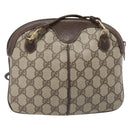 GUCCI GG Supreme Web Sherry Line Bag PVC Beige Gold 904 02 047 Auth bs36959-2