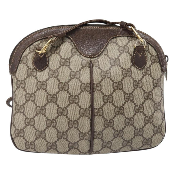 GUCCI GG Supreme Web Sherry Line Bag PVC Beige Gold 904 02 047 Auth bs36959