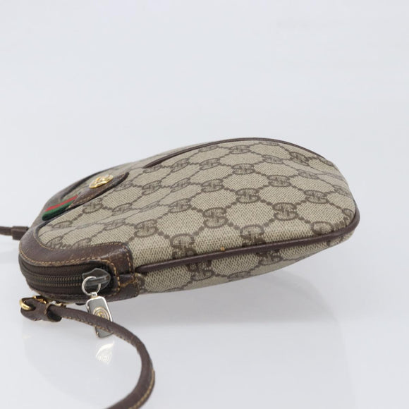 GUCCI GG Supreme Web Sherry Line Bag PVC Beige Gold 904 02 047 Auth bs36959