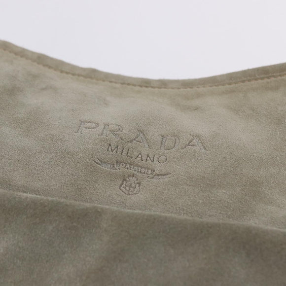 PRADA Shoulder Bag Suede Beige Auth bs36960