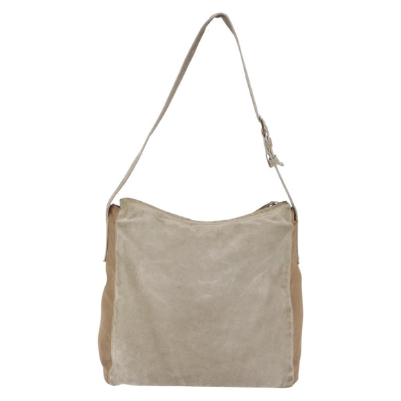 PRADA Shoulder Bag Suede Beige Auth bs36960