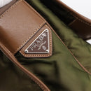 PRADA Shoulder Bag Nylon Khaki Silver Auth bs36961-14
